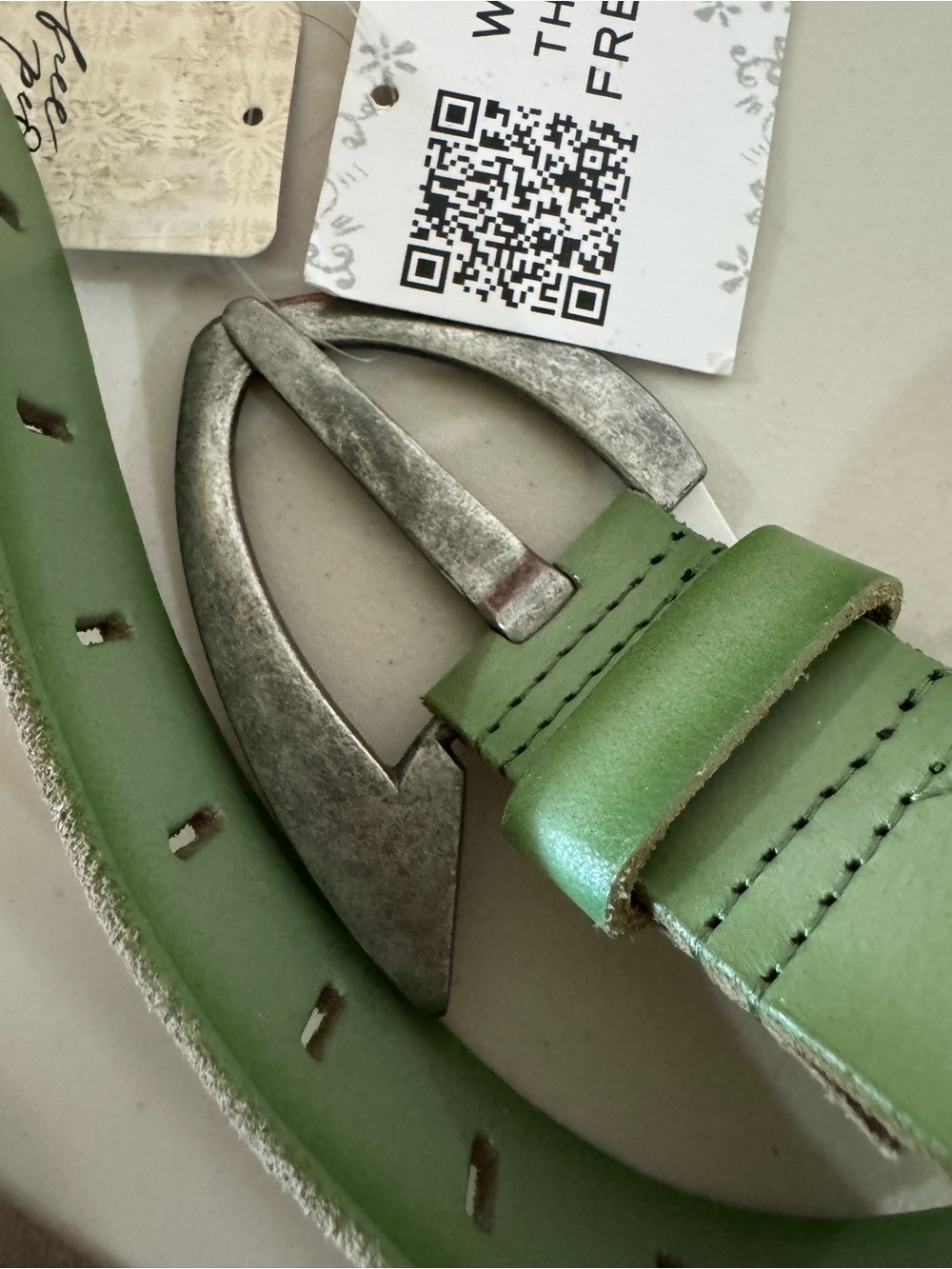 We The Free People Noa Leather Belt Green Sage - Picture 2 of 6